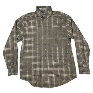 Turnbury Mens Plaid Brown Button Up Long Sleeve Shirt Medium